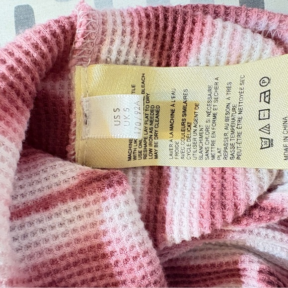 Anthropologie Pilcro Angie Wine Cowl Neck Waffle Knit Thermal Tie Dye Pullover S - Picture 7 of 9